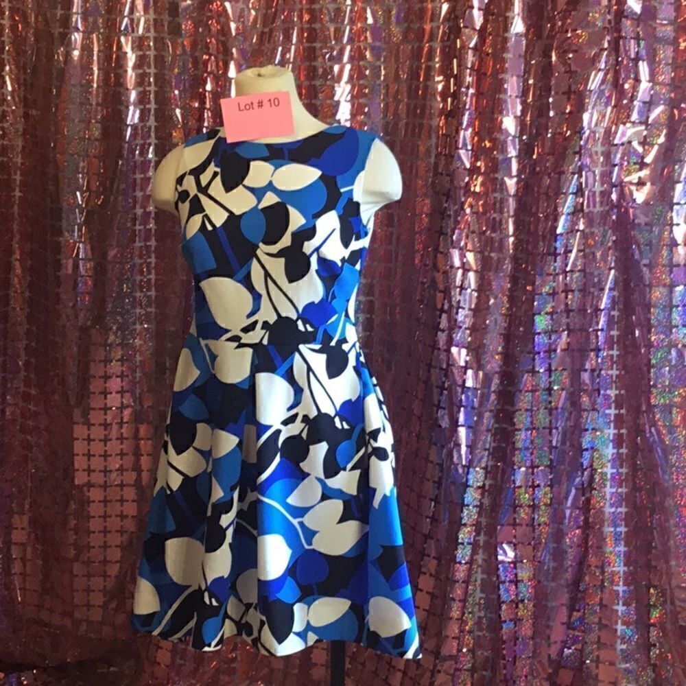 NWOT sleeveless dress in bright bold pattern in size 4 by TAYLOR - Picture 2 of 13